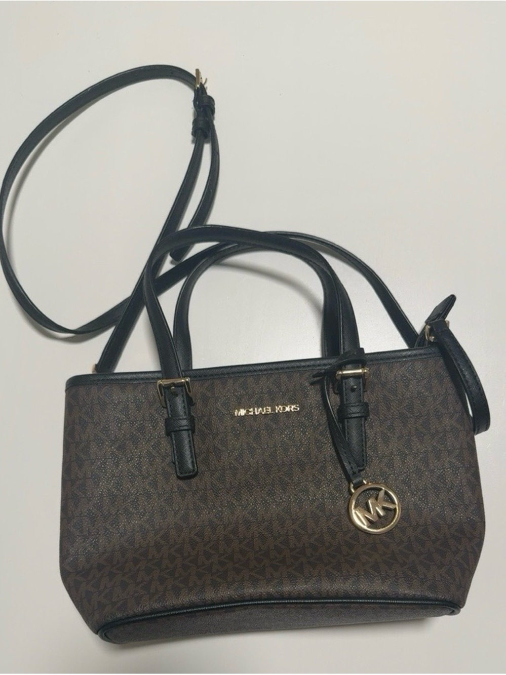 Michael Kors Brown and Black Logo Crossbody Tote